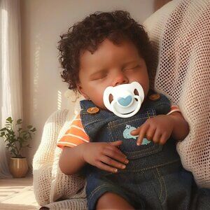 💫 Reborn Baby Dolls Black Soft Vinyl Realistic African American Sleeping Kids
